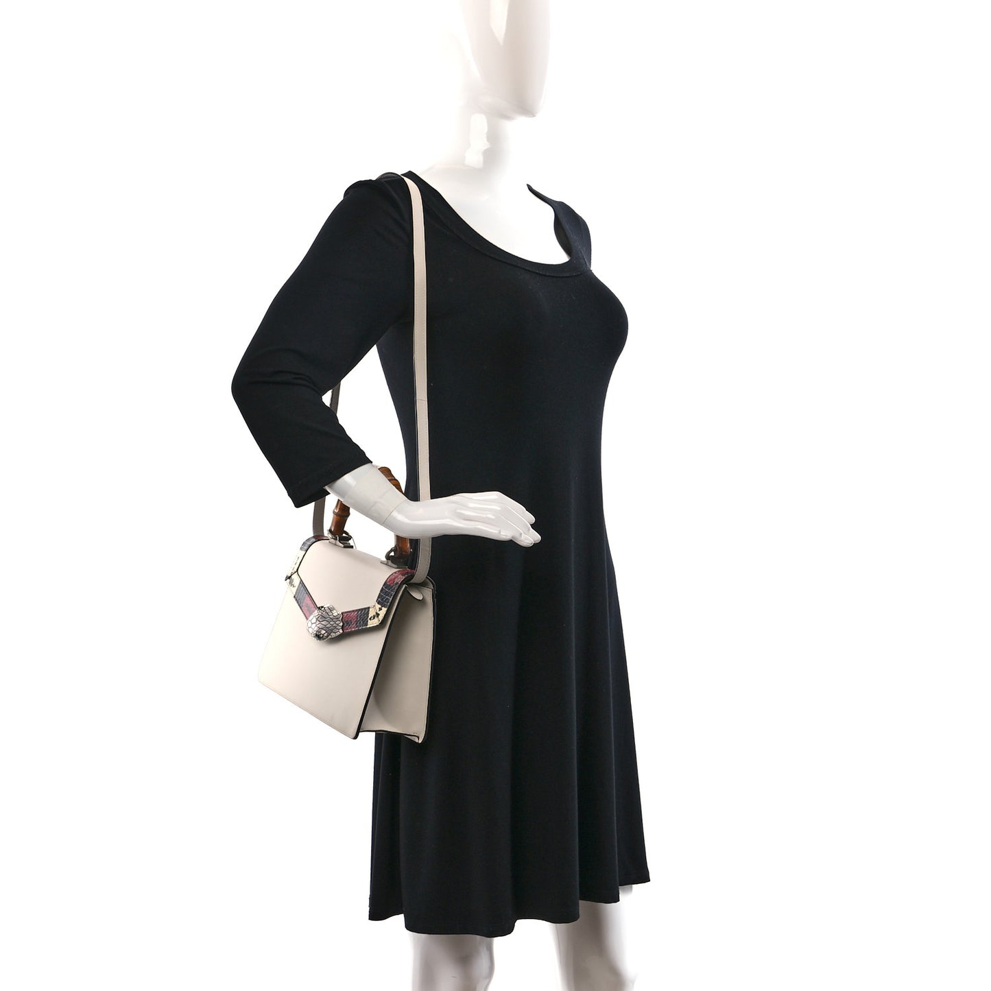 Calfskin Snakeskin Small Lilith Top Handle Bag White