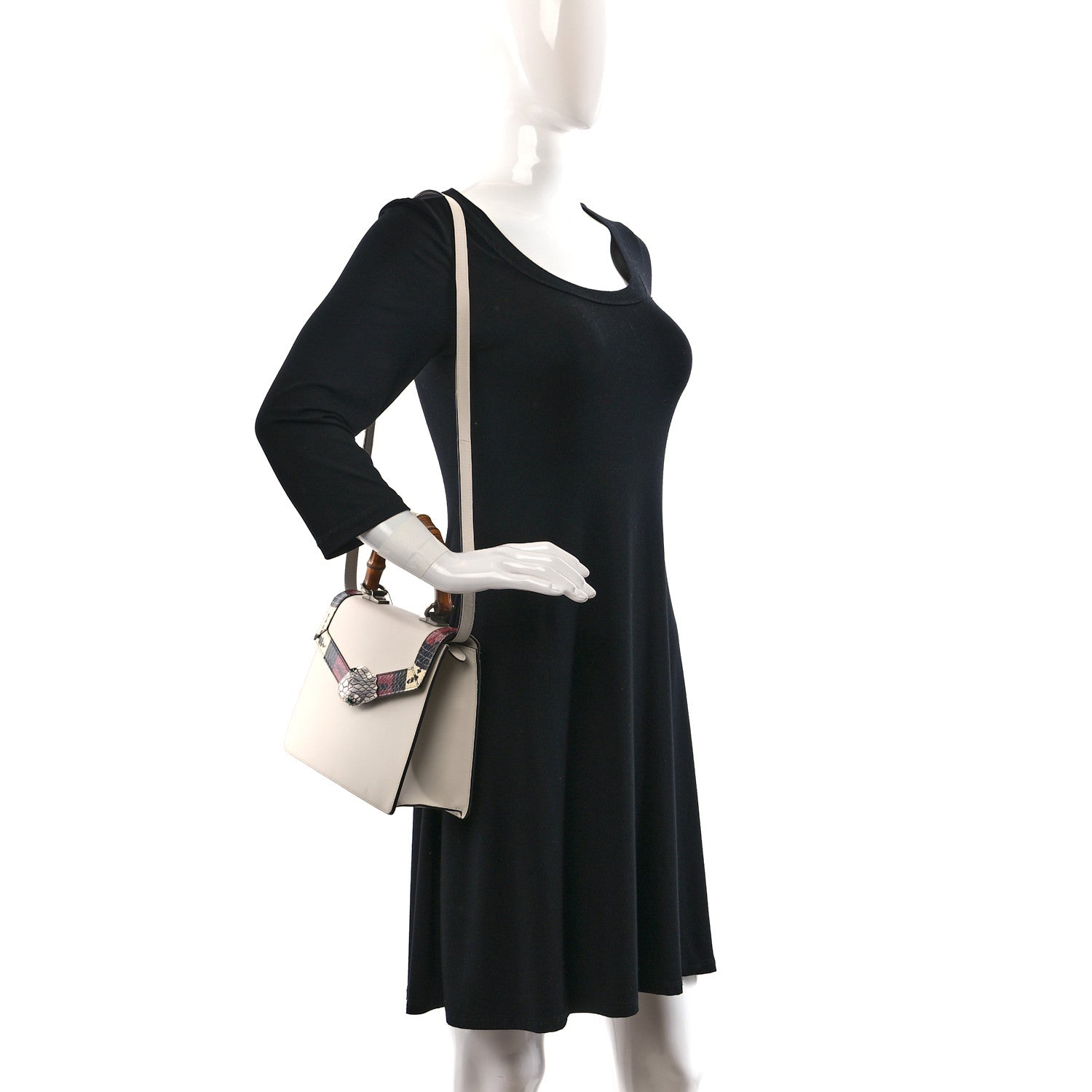 Gucci Calfskin Snakeskin Small Lilith Top Handle Bag White 2 of 13