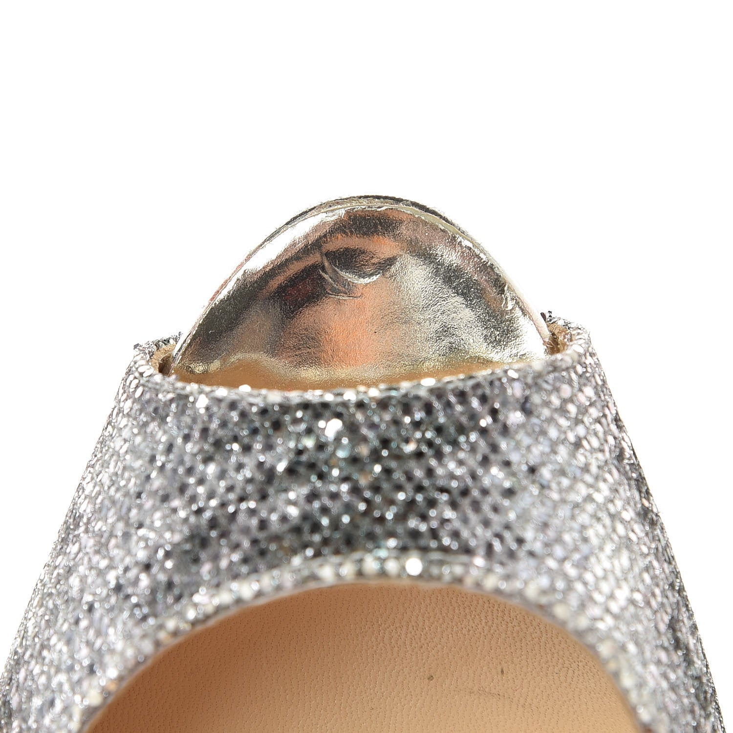 Christian Louboutin Glitter Sirene Lady Peep Sling 150 Pumps 37.5 Silver Light Gold 18 of 19