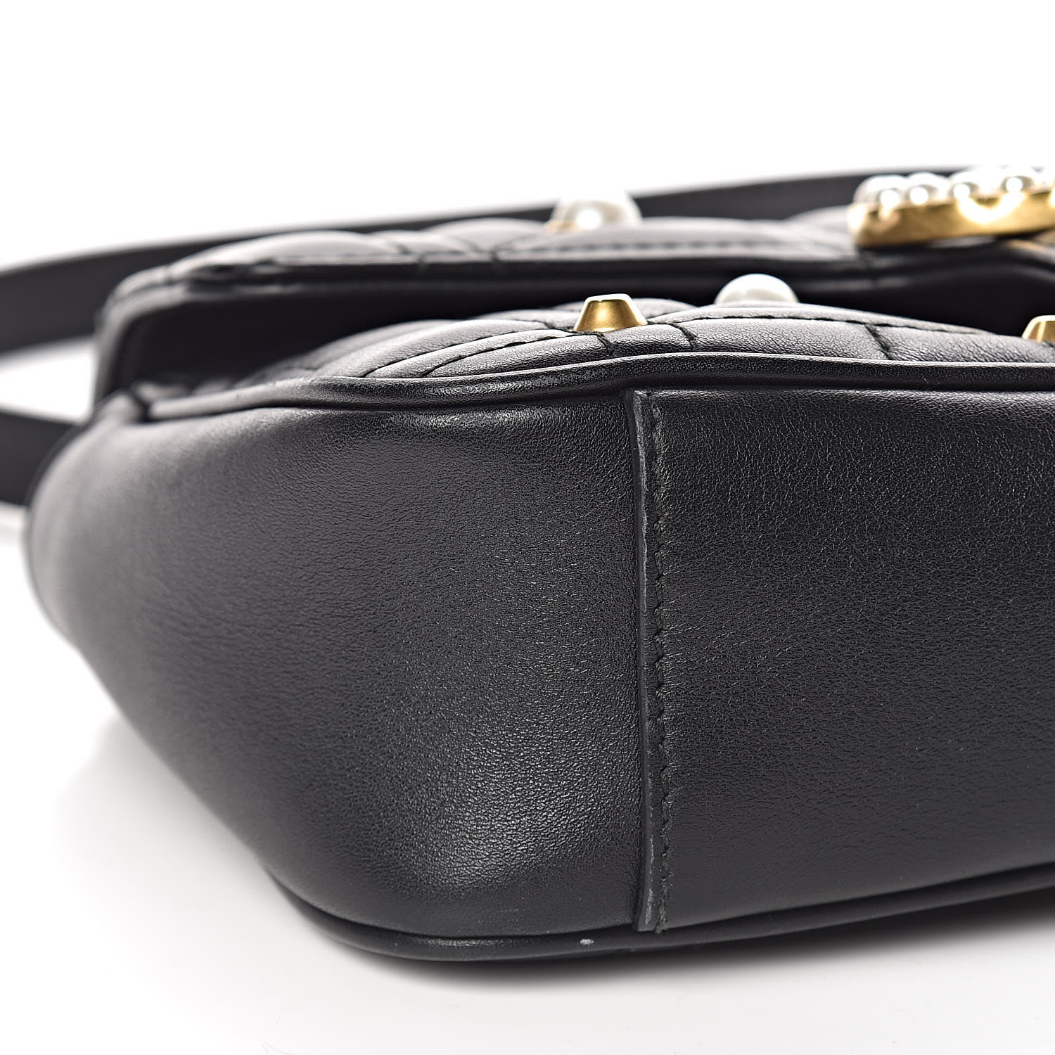 Gucci Calfskin Matelasse Studded Mini Pearly GG Marmont Shoulder Bag Black 8 of 10