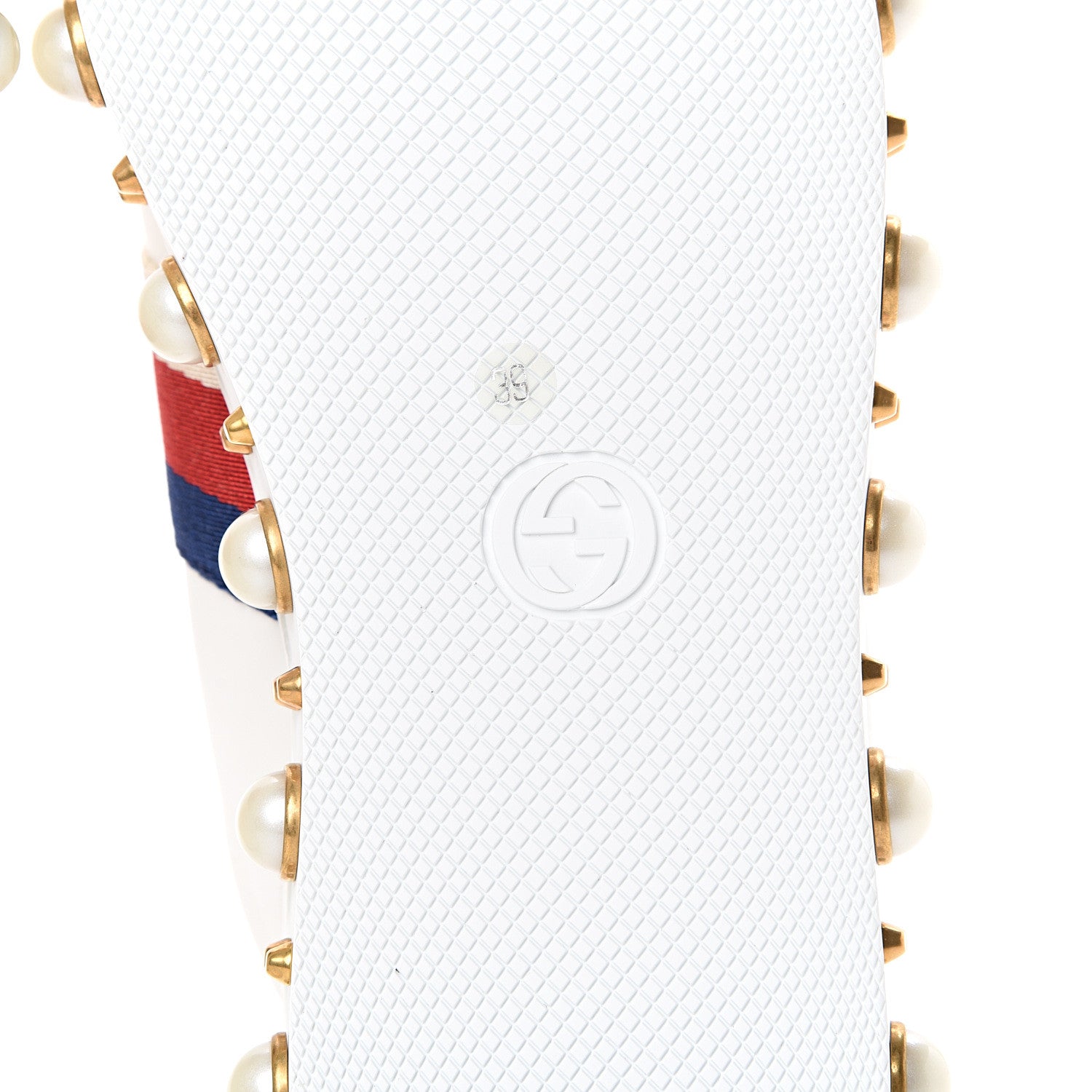Gucci Calfskin Ayers Web Pearl Studded Womens Ace Sneakers Sneakers 39 White 6 of 8