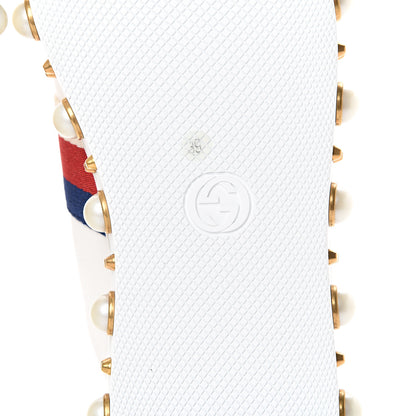 Gucci Calfskin Ayers Web Pearl Studded Womens Ace Sneakers Sneakers 39 White 6 of 8