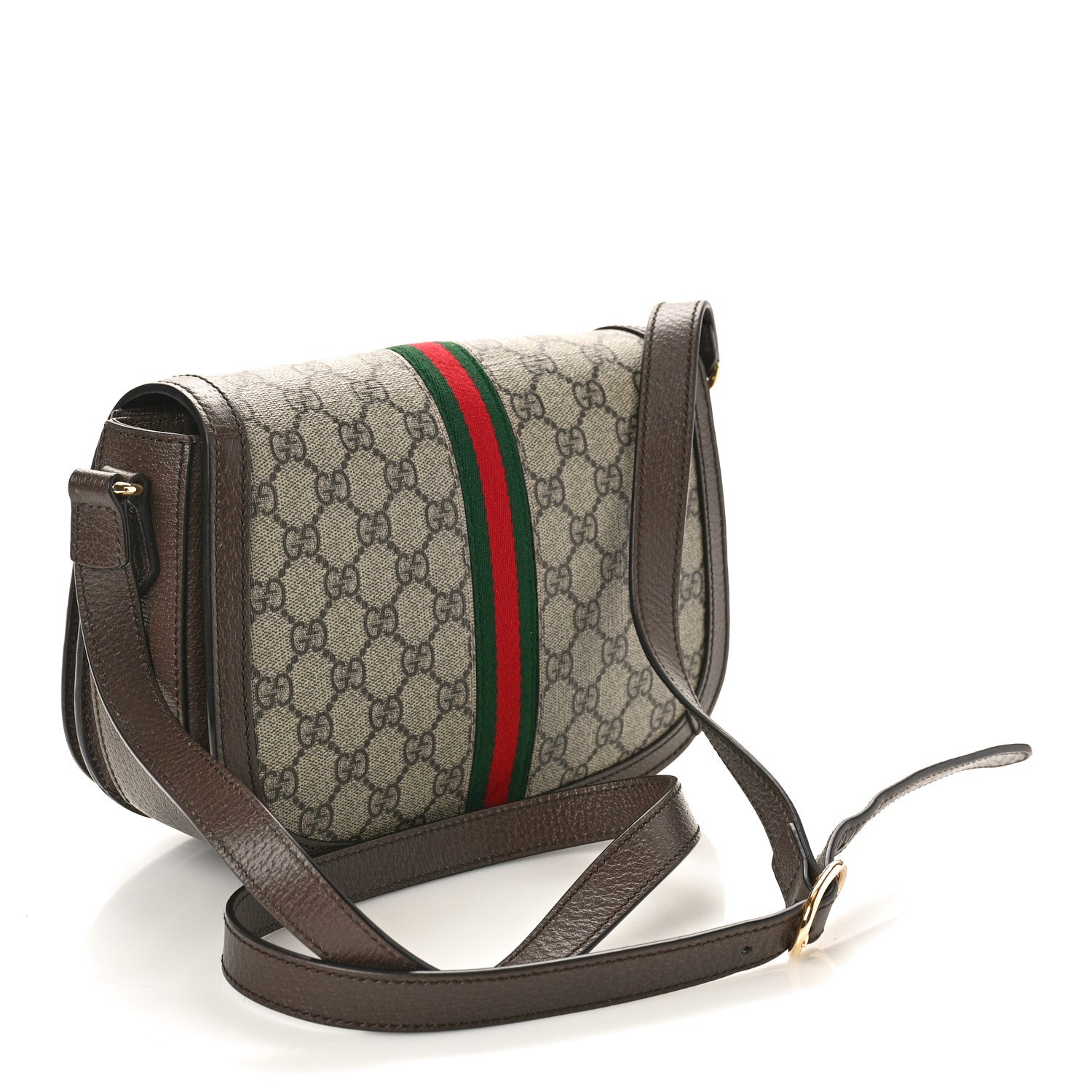 Gucci GG Supreme Monogram Web Small Ophidia Flap Messenger Bag Brown 3 of 13