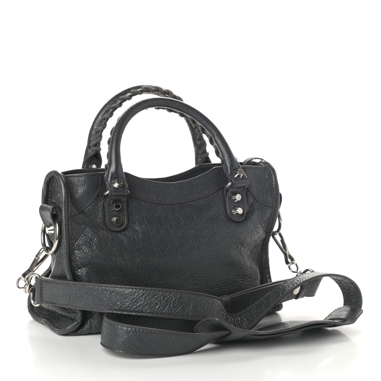 Agneau Classic Silver Hardware Mini City Gris Fossile