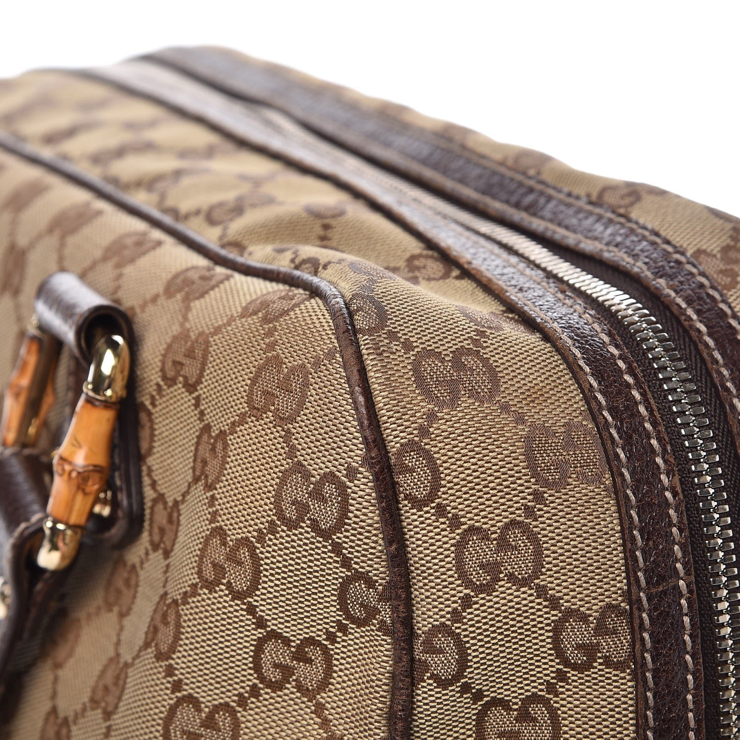 Gucci Monogram Bamboo Boston Dark Brown 10 of 13