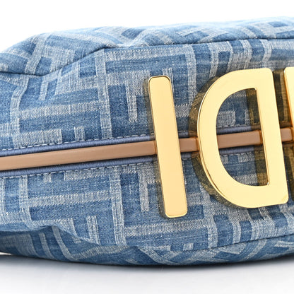 Fendi Denim Vitello Grace Mirror Logo Small Fendigraphy Hobo Bag Denim Sand 9 of 10