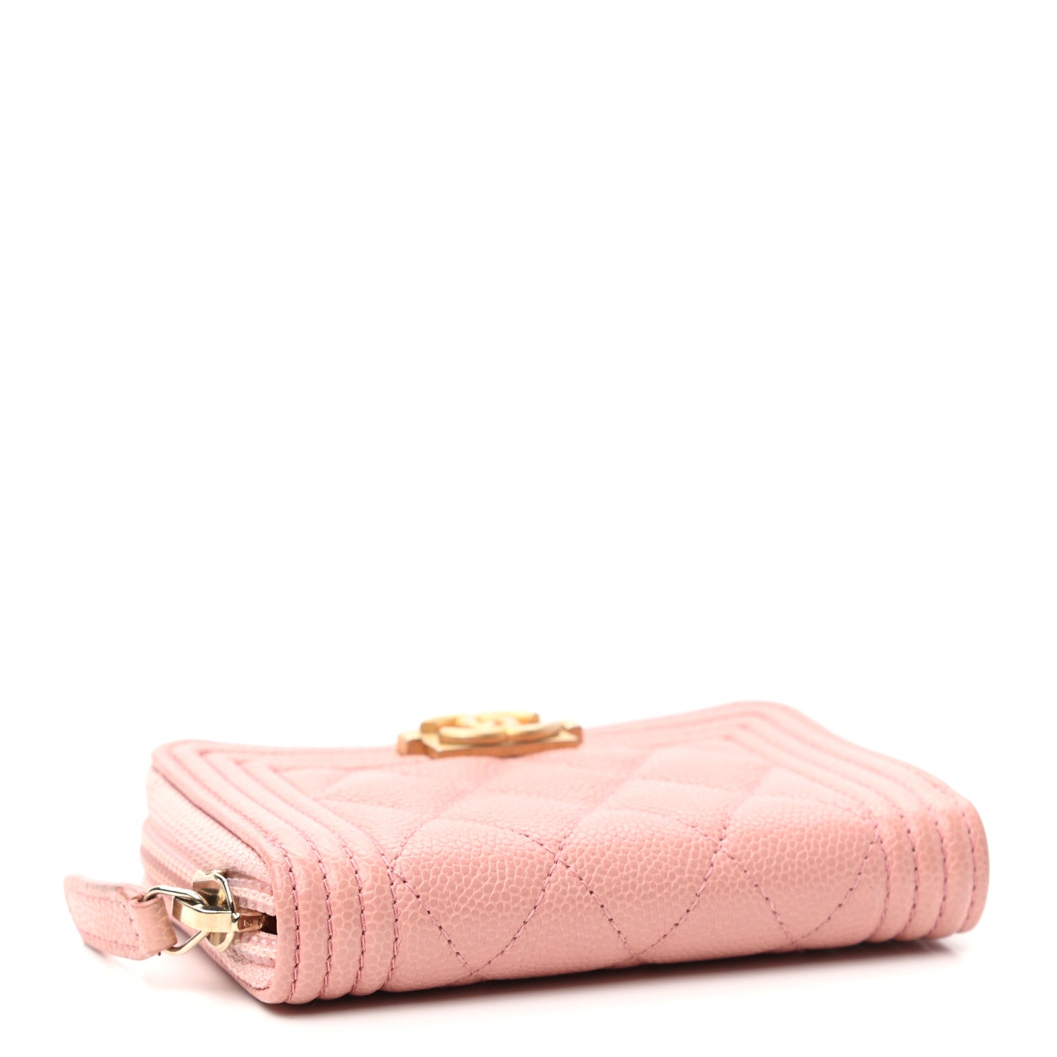 Chanel Caviar Quilted Boy Zip Around Coin Purse Wallet Light Pink 4 of 7