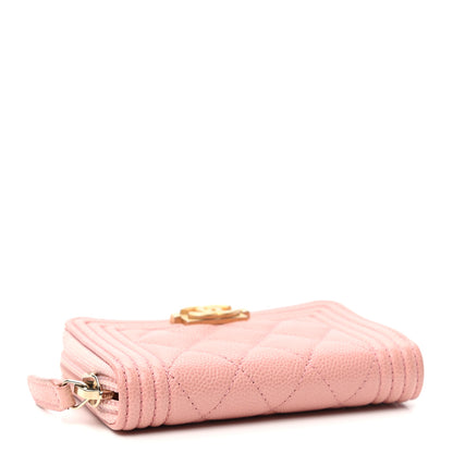Chanel Caviar Quilted Boy Zip Around Coin Purse Wallet Light Pink 4 of 7