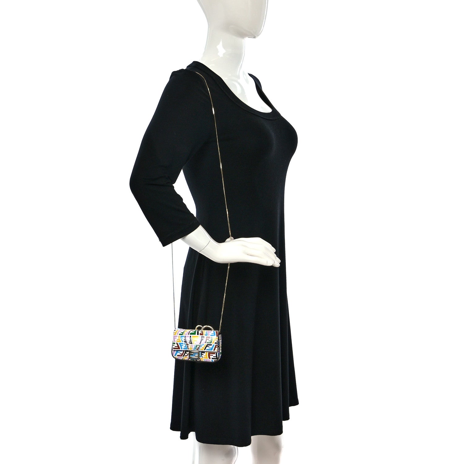 Fendi X SARAH COLEMAN Vitello Liberty Ceylon Micro FF Fish Eye Embossed Nano Baguette Charm Multicolor Cyber Blue 2 of 8