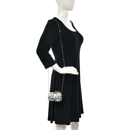 Fendi X SARAH COLEMAN Vitello Liberty Ceylon Micro FF Fish Eye Embossed Nano Baguette Charm Multicolor Cyber Blue 2 of 8