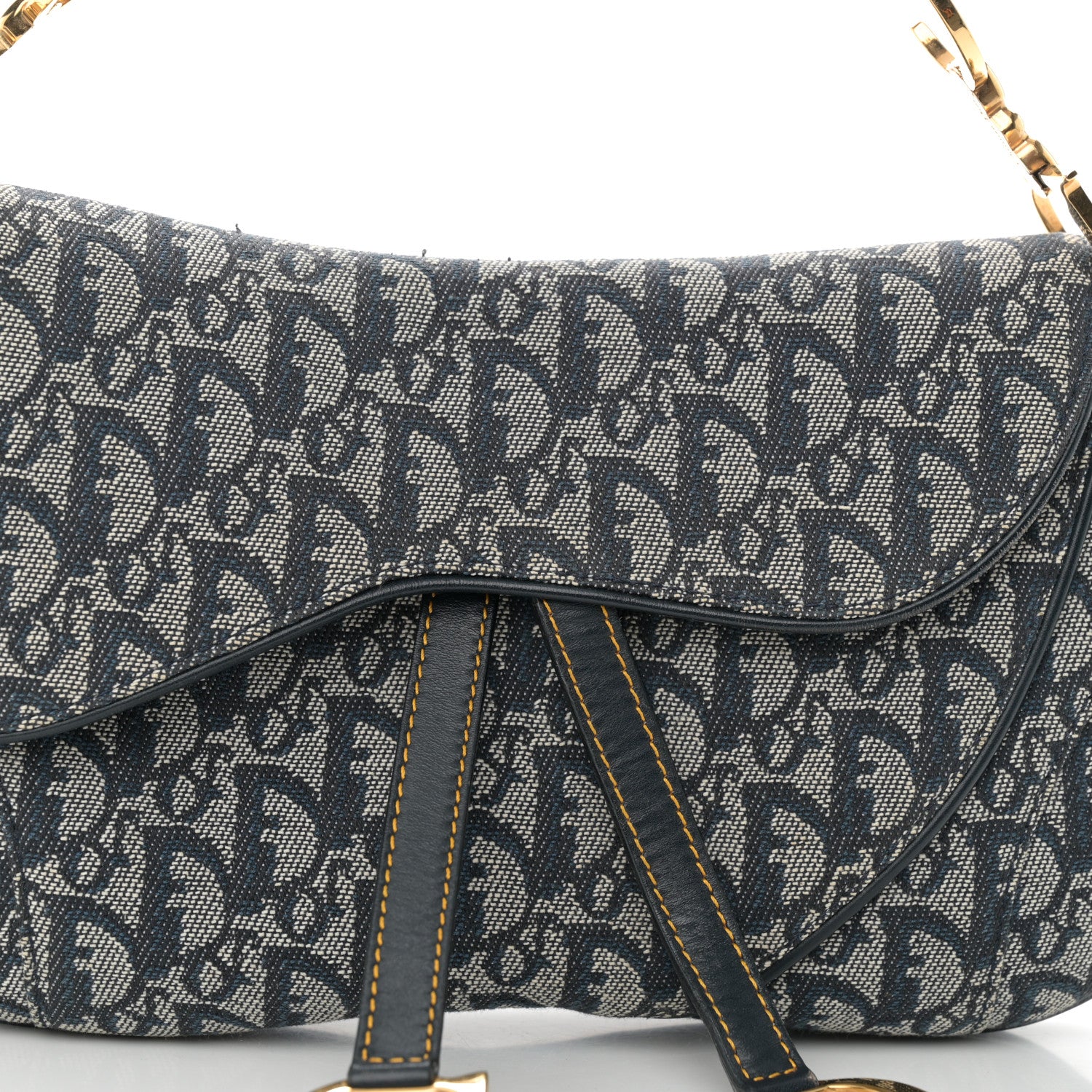 Christian Dior Monogram Double Saddle Bag Navy Blue 8 of 10
