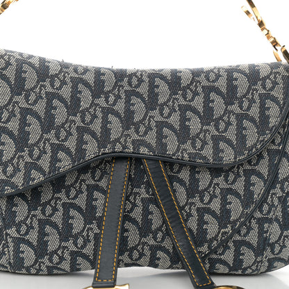 Christian Dior Monogram Double Saddle Bag Navy Blue 8 of 10