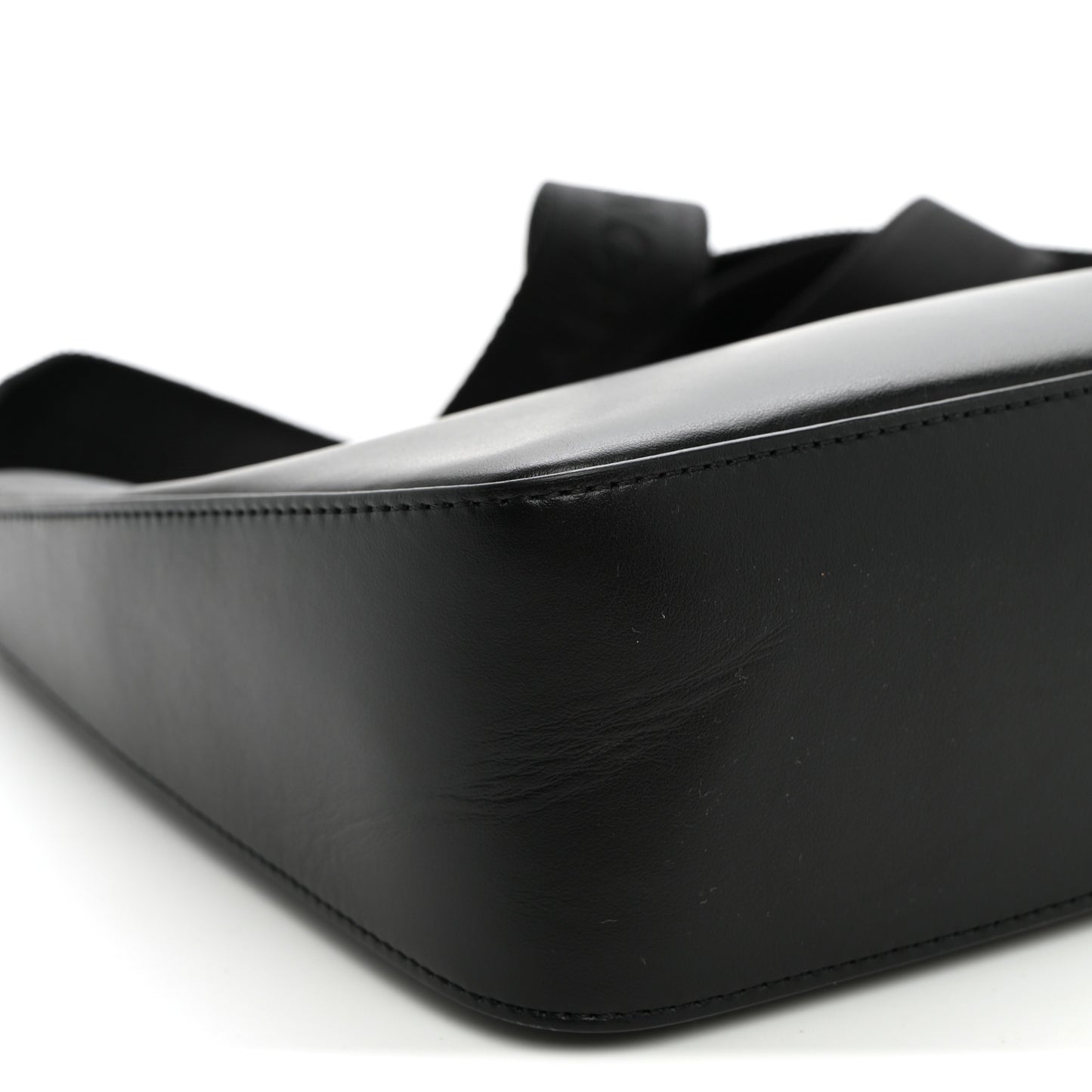 Smooth Calfskin Small Moon Cut Out Shoulder Bag Black