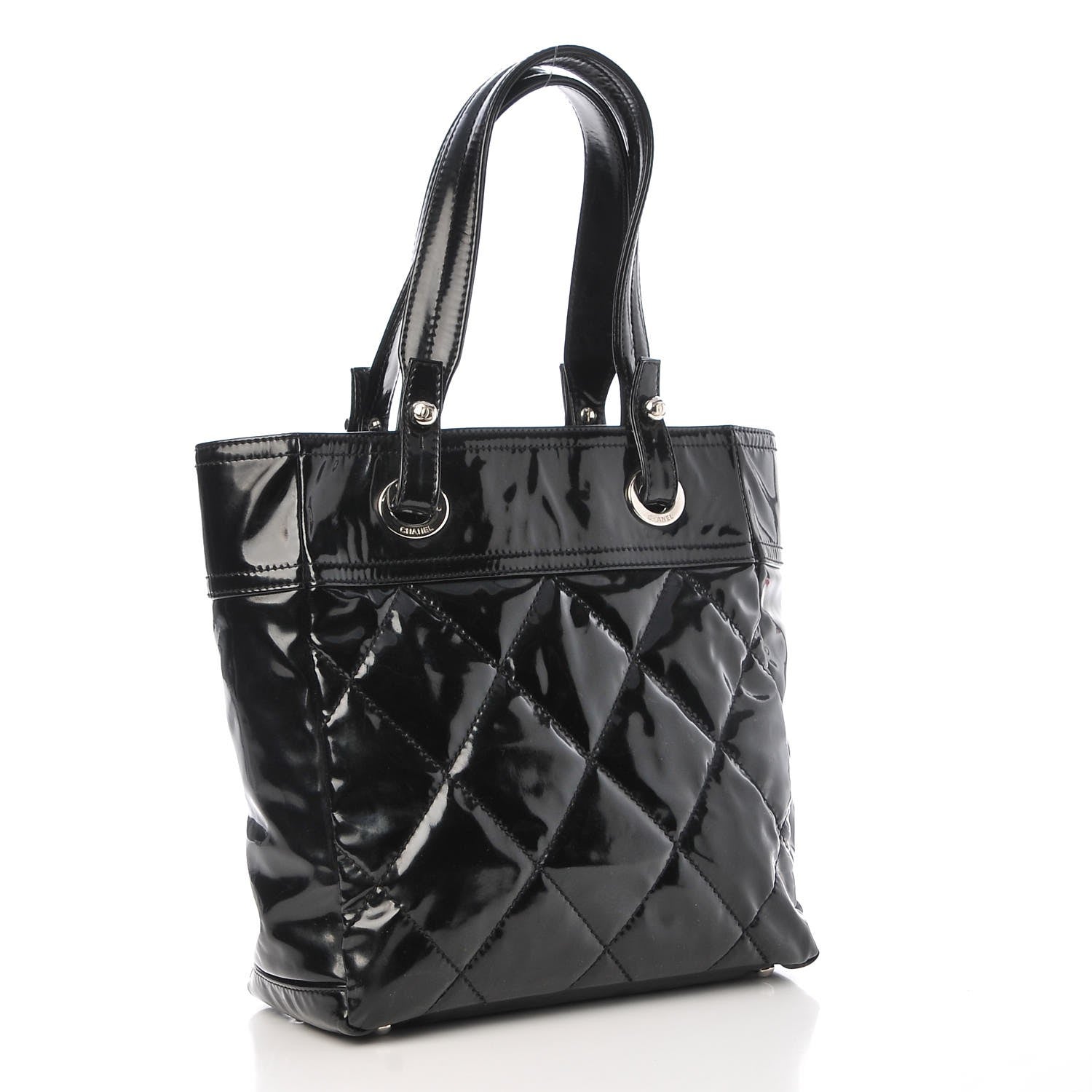 Chanel Vinyl Quilted Small Paris Biarritz Tote Black 3 of 7