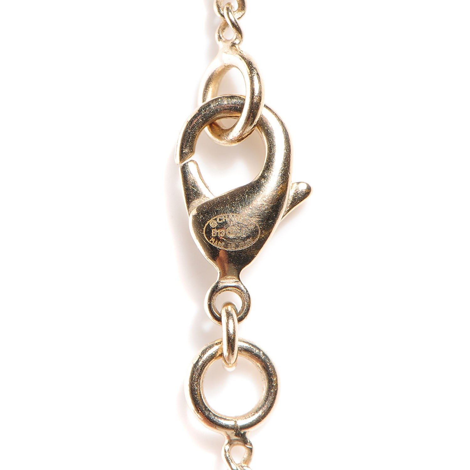 Chanel Pearl Crystal Leaf CC Necklace Gold 3 of 3