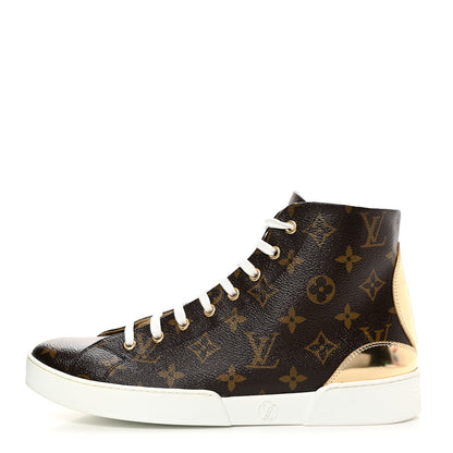 Louis Vuitton Patent Monogram Stellar Sneaker Boots 40 Gold 1 of 9