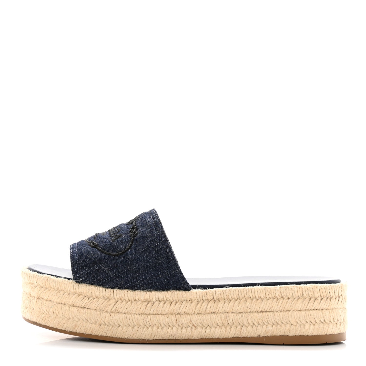 Prada Denim Logo Espadrilles Sandals 40 Blue 1 of 12