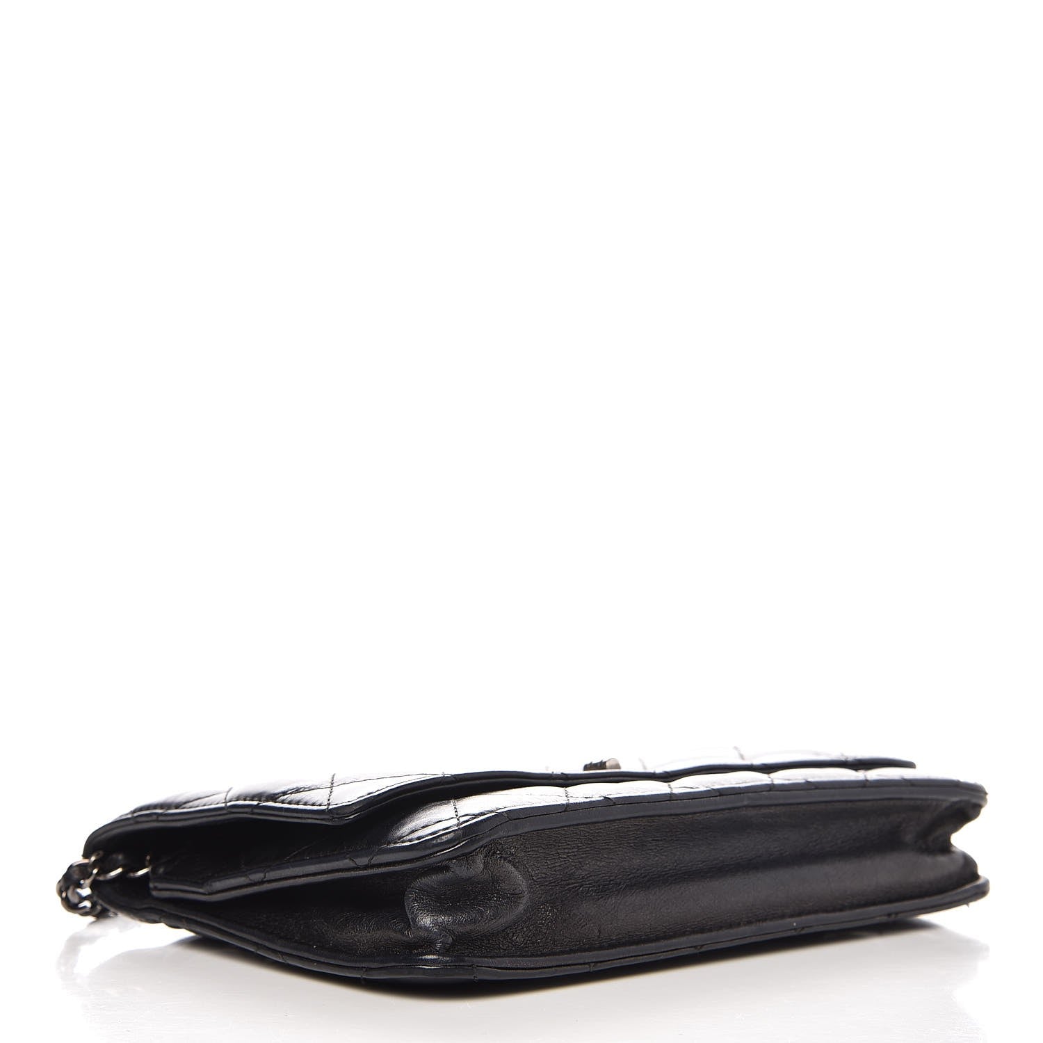 Chanel Aged Calfskin Reissue Wallet On Chain WOC Black 4 of 12