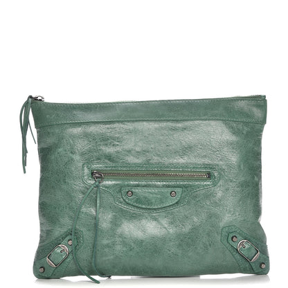 Balenciaga Agneau Classic Hardware Zip Clutch Green 1 of 8