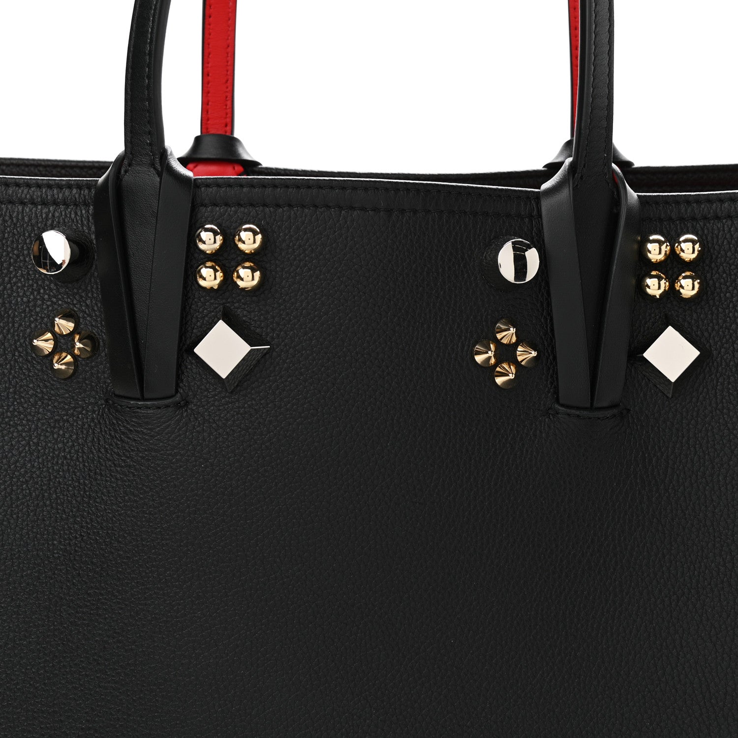 Christian Louboutin Calfskin Empire Spike Studded East West Cabata Tote Black 8 of 12