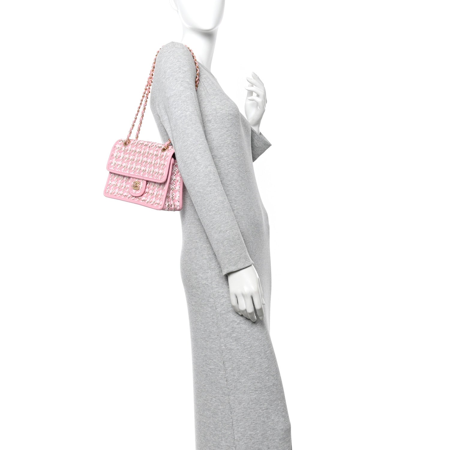 Chanel Metallic Lambskin Viscose Woven Flap Pink Gold 2 of 11