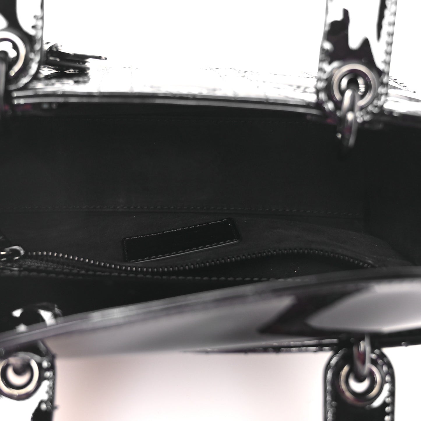 Ultraglossy Patent Cannage Small Lady Dior Black