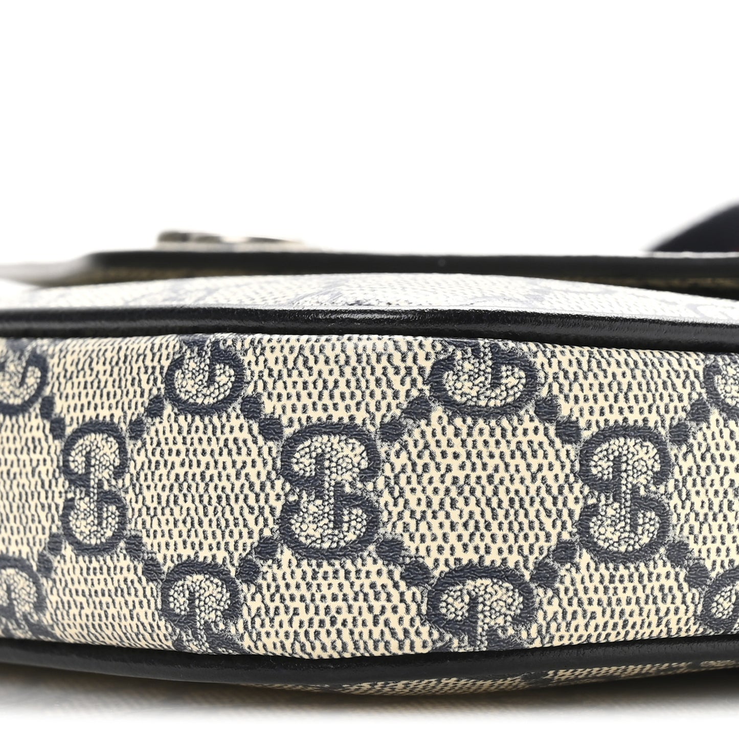 GG Supreme Monogram Textured Dollar Calfskin Web Mini Ophidia Envelope Shoulder Bag Beige Blue