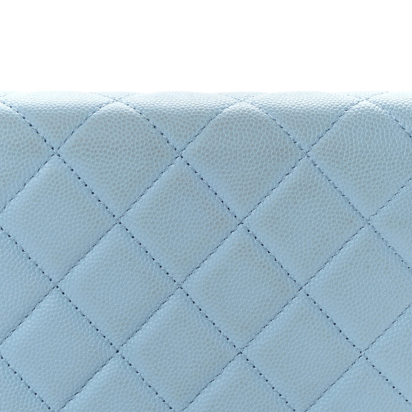 Caviar Quilted Crystal CC Wallet On Chain WOC Light Blue