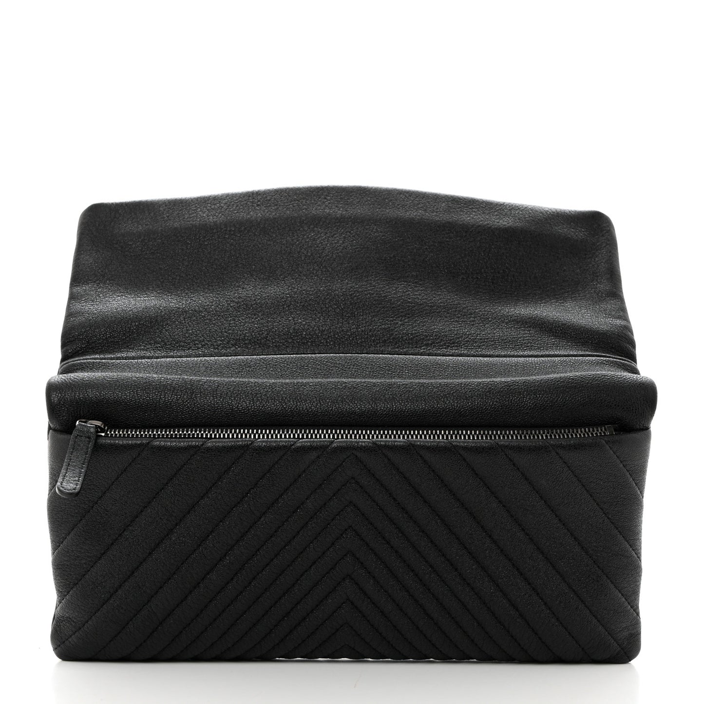 Calfskin Chevron CC Beauty Clutch Black