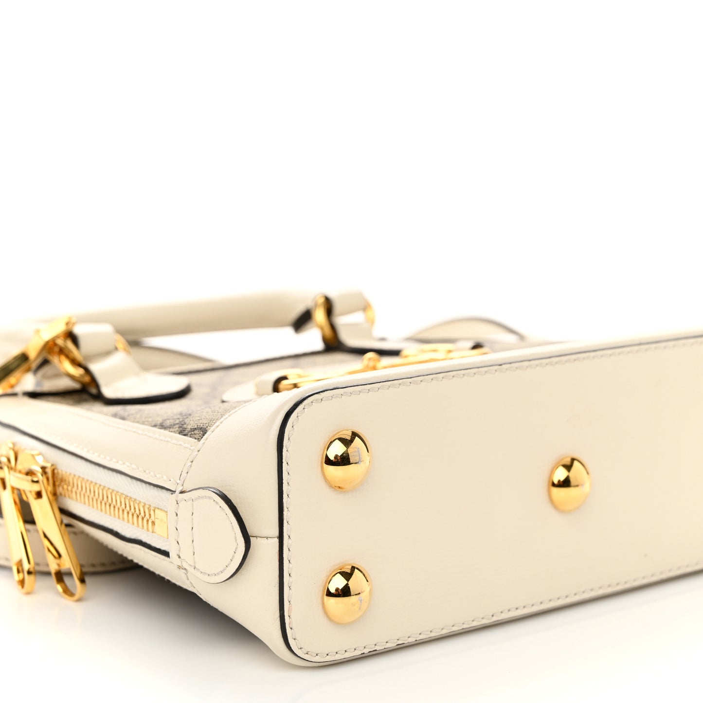 GG Supreme Monogram Azalea Calfskin Mini Horsebit 1955 Top Handle Bag Beige Ebony Mystic White