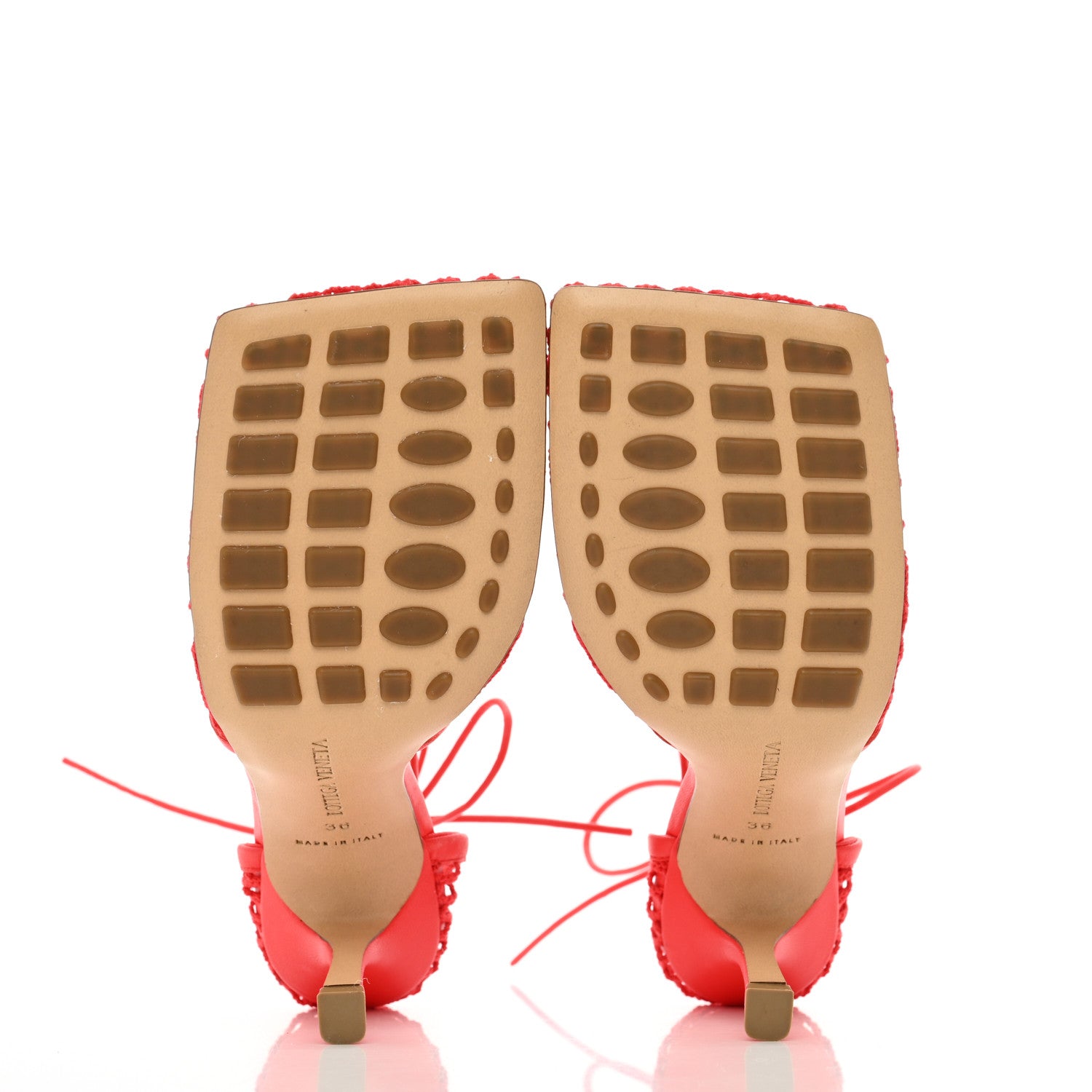 Bottega Veneta Mesh Nappa Stretch Ankle Tie Sandals 36 Tomato 5 of 13
