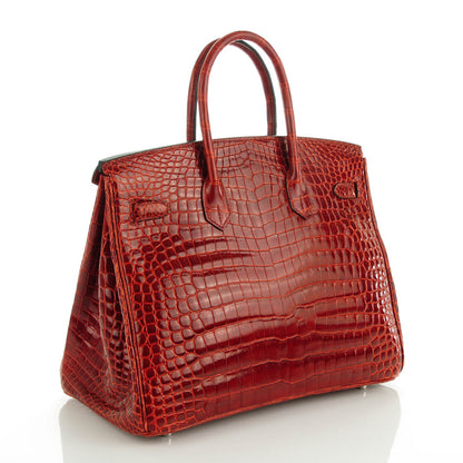 Hermes Shiny Porosus Crocodile Birkin 35 Rouge H 3 of 25