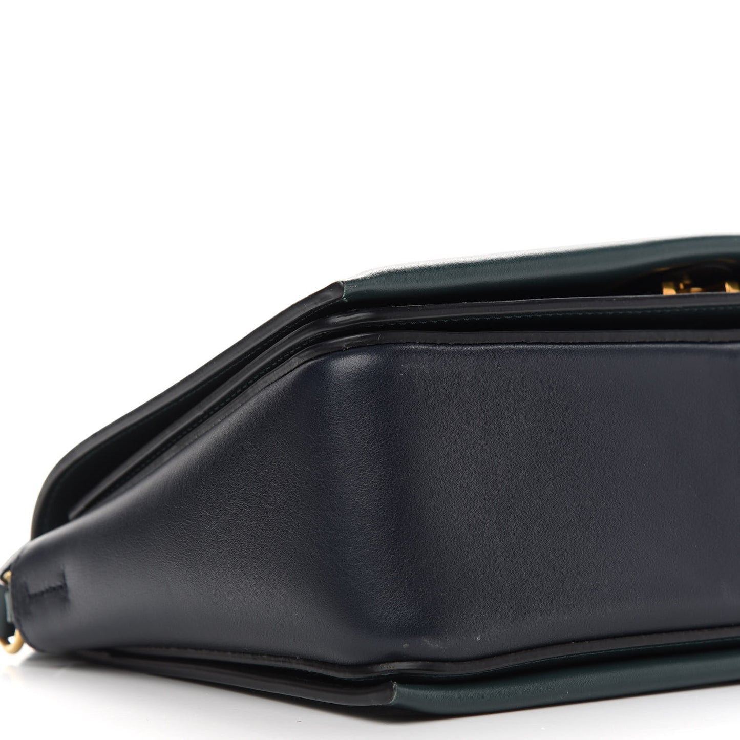 Shiny Smooth Calfskin Medium Frame Shoulder Bag Amazone Dark Navy