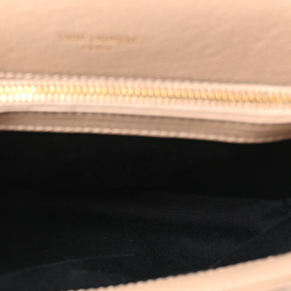 Saint Laurent Sheepskin Matelasse Chevron Monogram Medium College Bag Dark Beige 5 of 10