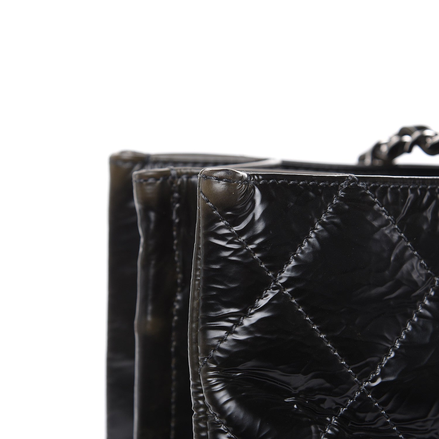 Chanel Aged Glazed Nylon Quilted Shopping Tote Dark Grey 12 of 23