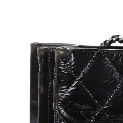 Chanel Aged Glazed Nylon Quilted Shopping Tote Dark Grey 12 of 23