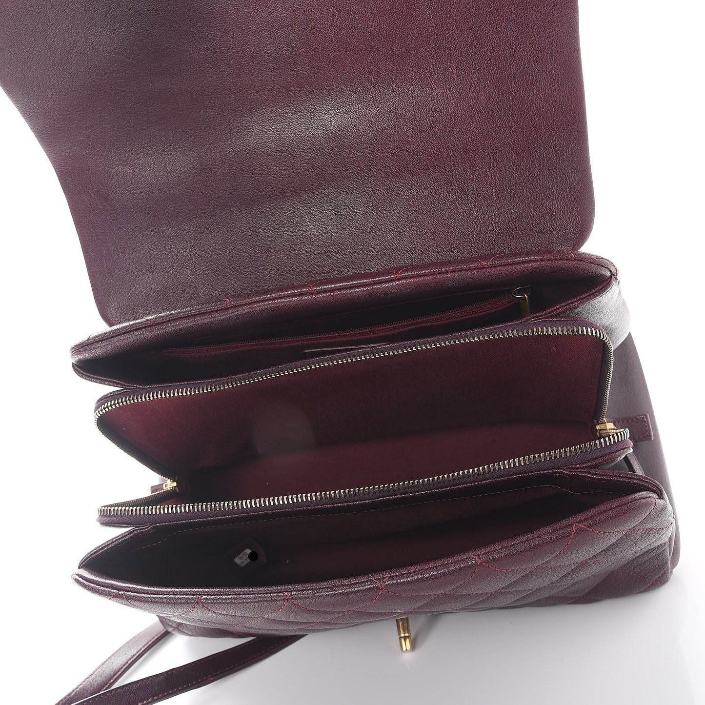 Shiny Sheepskin Quilted Large Trapezio Flap Dark Burgundy