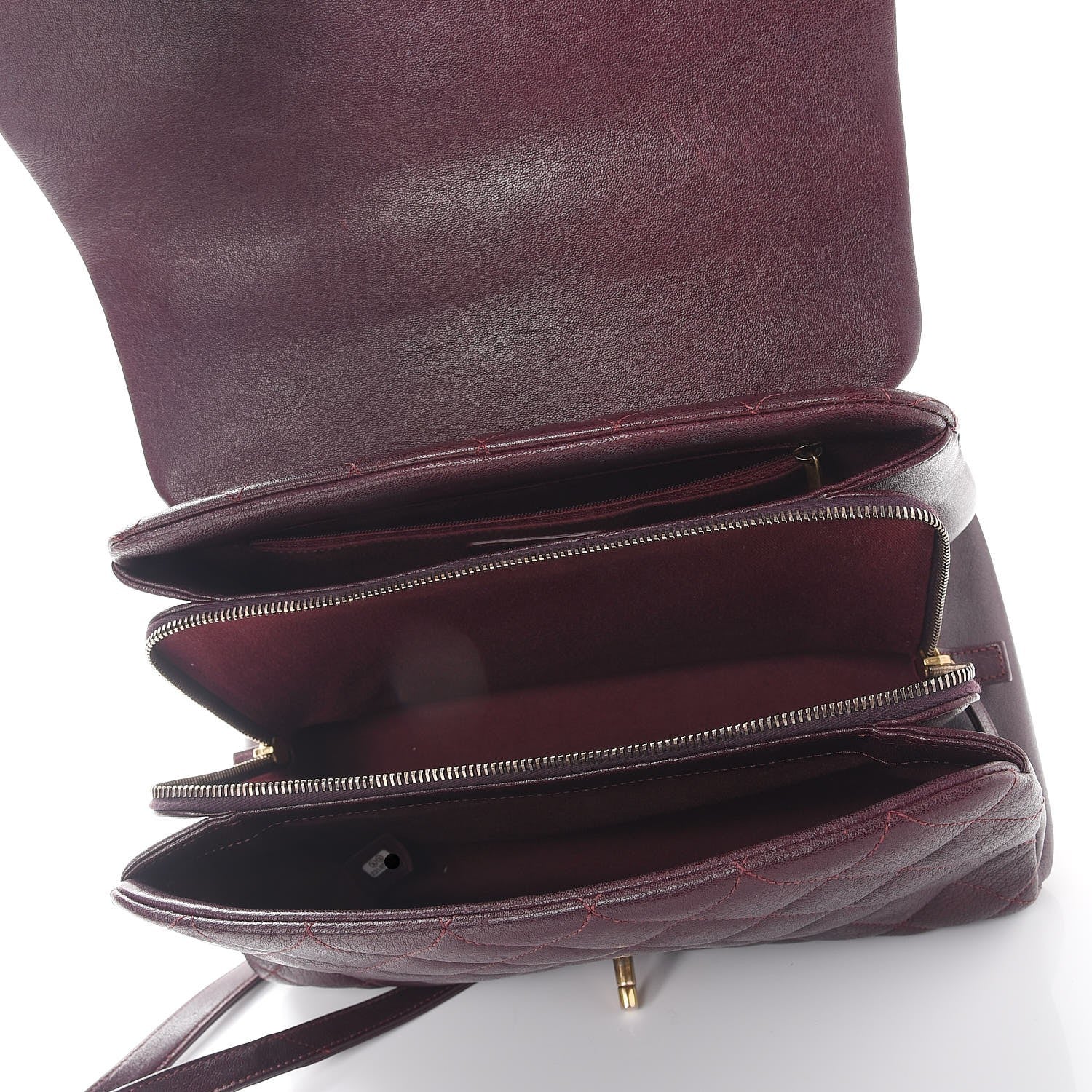 Chanel Shiny Sheepskin Quilted Large Trapezio Flap Dark Burgundy 5 of 13