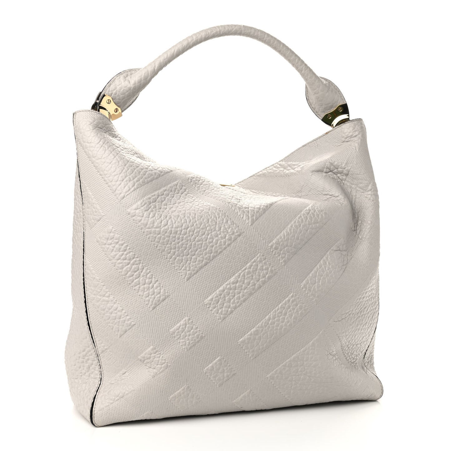 Heritage Grain Check Embossed Medium Lindburn Hobo Pale Grey