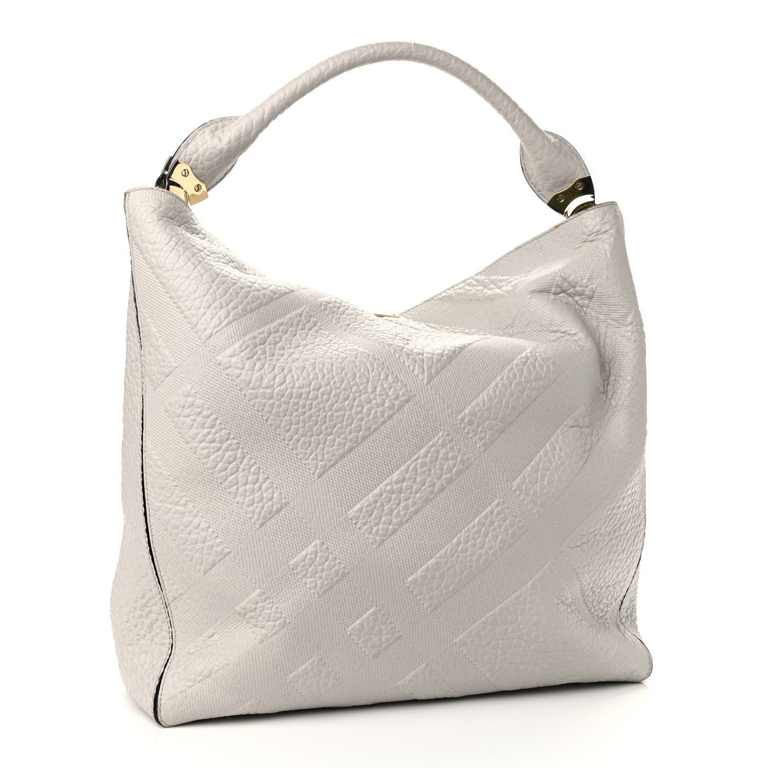 Burberry Heritage Grain Check Embossed Medium Lindburn Hobo Pale Grey 3 of 15