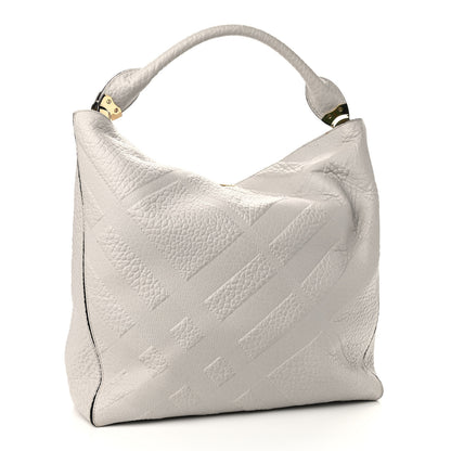 Burberry Heritage Grain Check Embossed Medium Lindburn Hobo Pale Grey 3 of 15