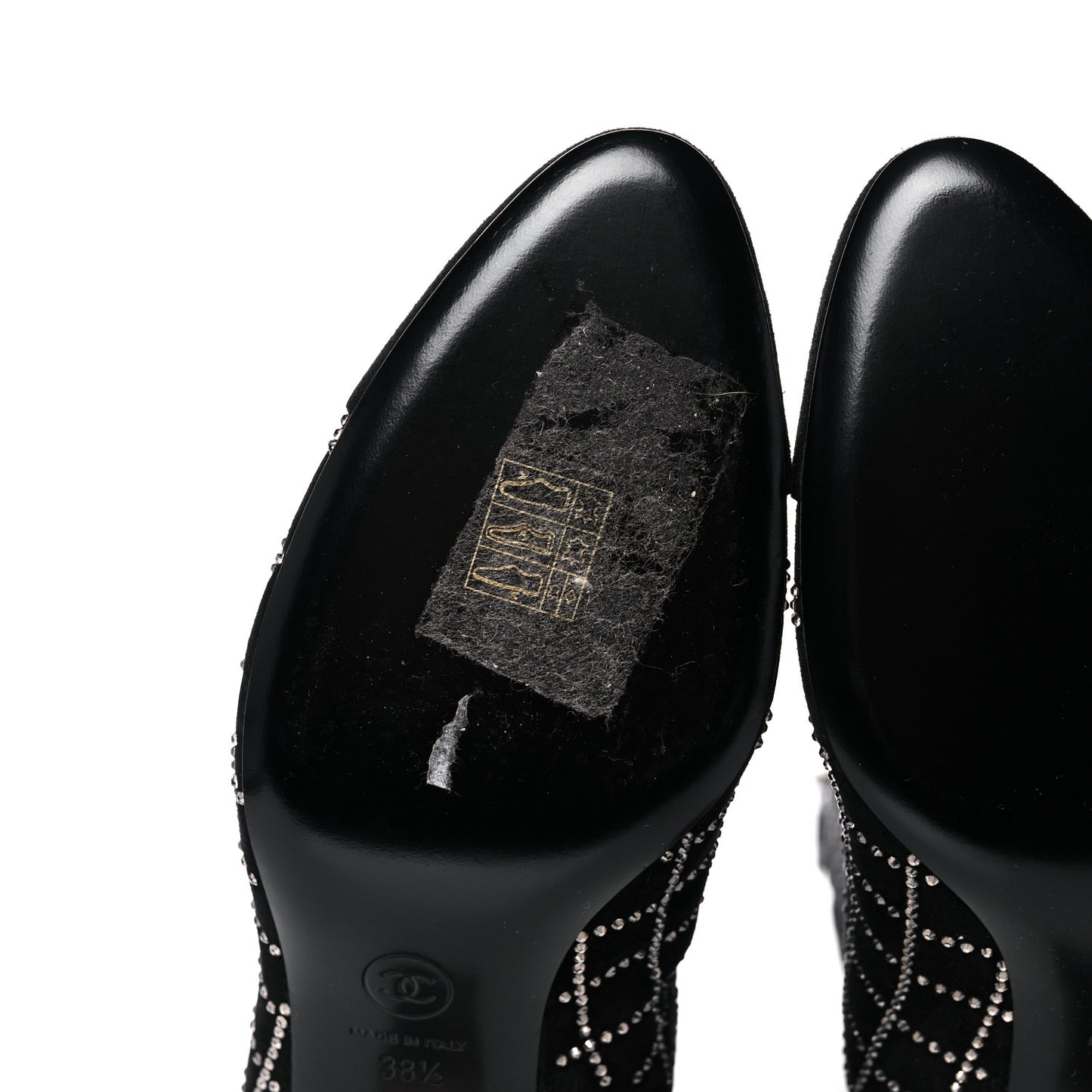 Kid Suede Strass Knee High Boots 38.5 Black