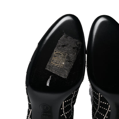 Chanel Kid Suede Strass Knee High Boots 38.5 Black 10 of 10