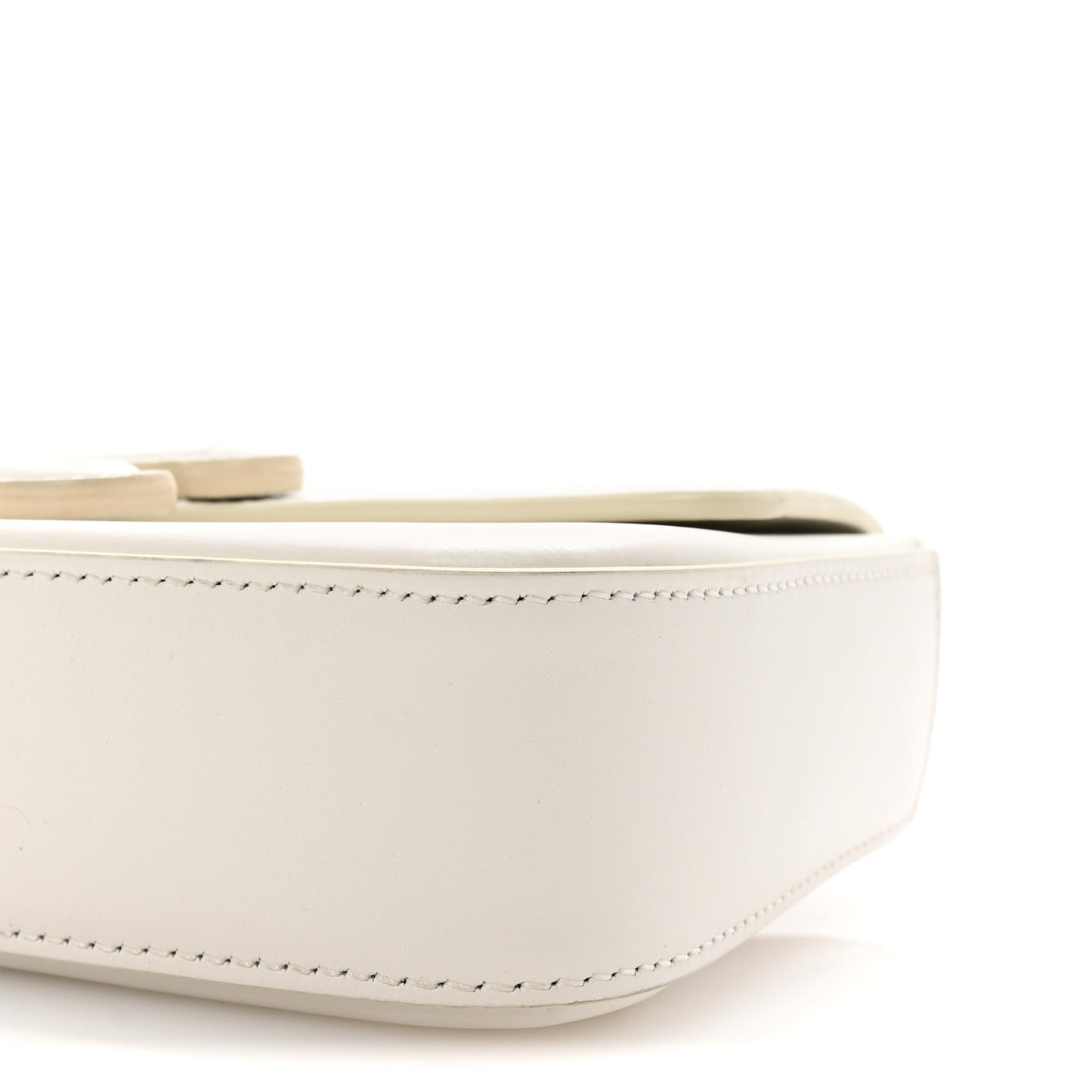 Shiny Calfskin Cuir Triomphe Chain Shoulder Bag White