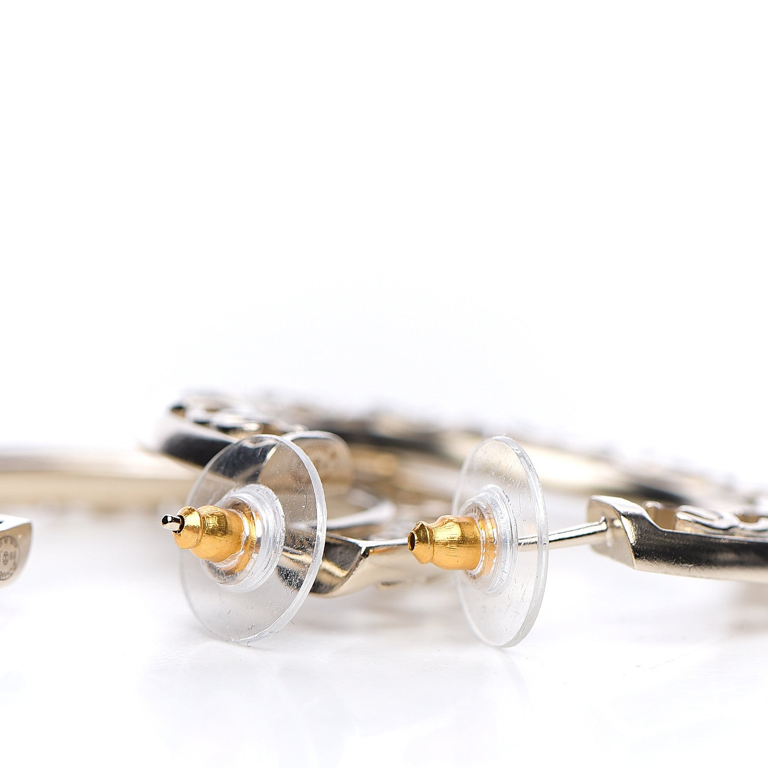 Chanel CC Hoop Earrings Gold 2 of 3