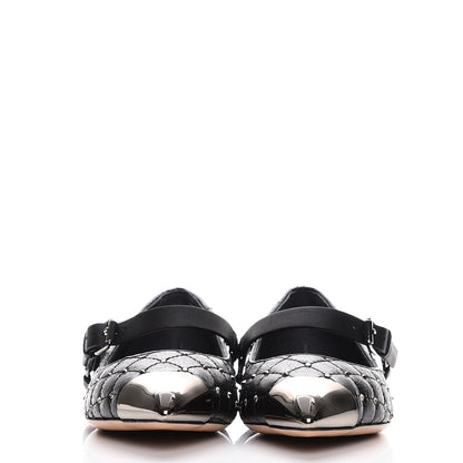 Valentino Garavani Crackled Lambskin Rockstud Spike Captoe Ballerina Flats 39 Black 2 of 9