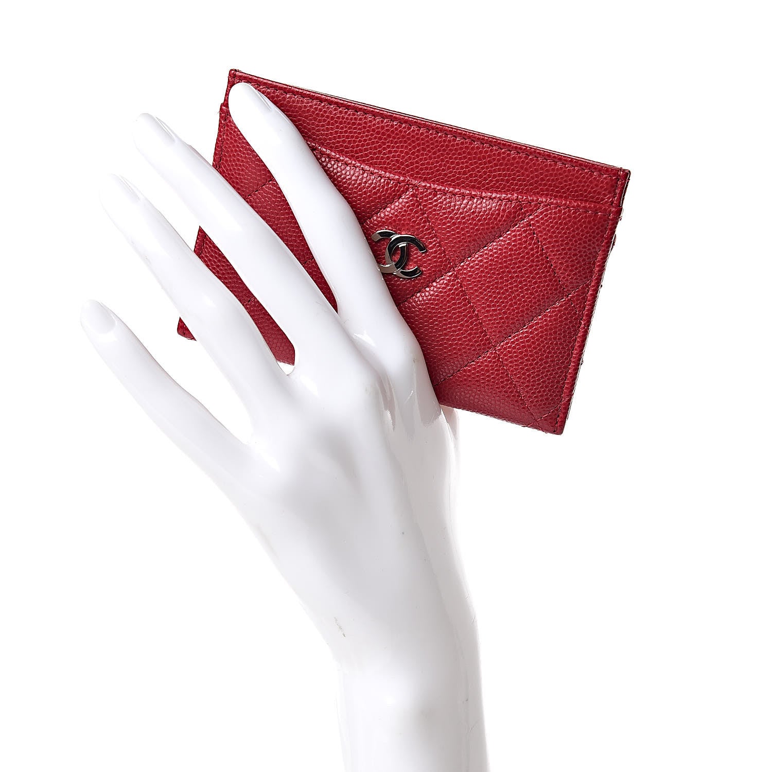 Chanel Caviar Quilted Card Holder Dark Pink 2 of 9
