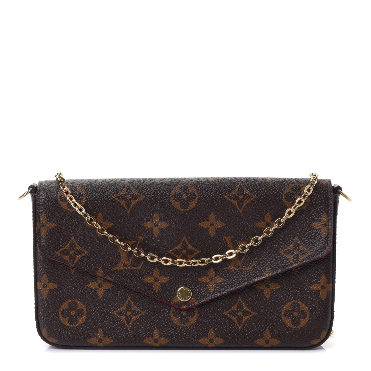 Louis Vuitton Monogram Pochette Felicie Chain Wallet Fuchsia 1 of 6