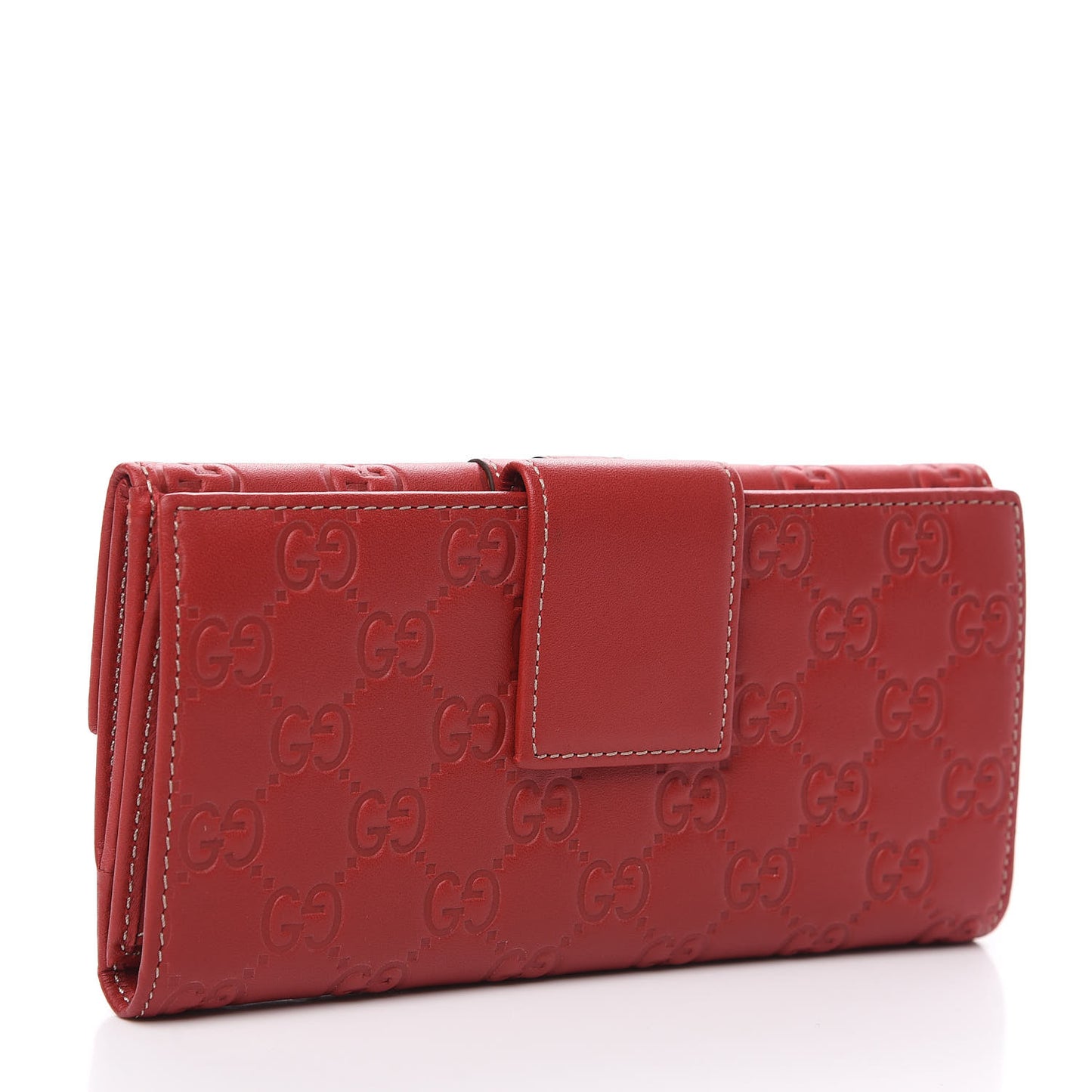 Guccissima Heart Lock Continental Wallet Red
