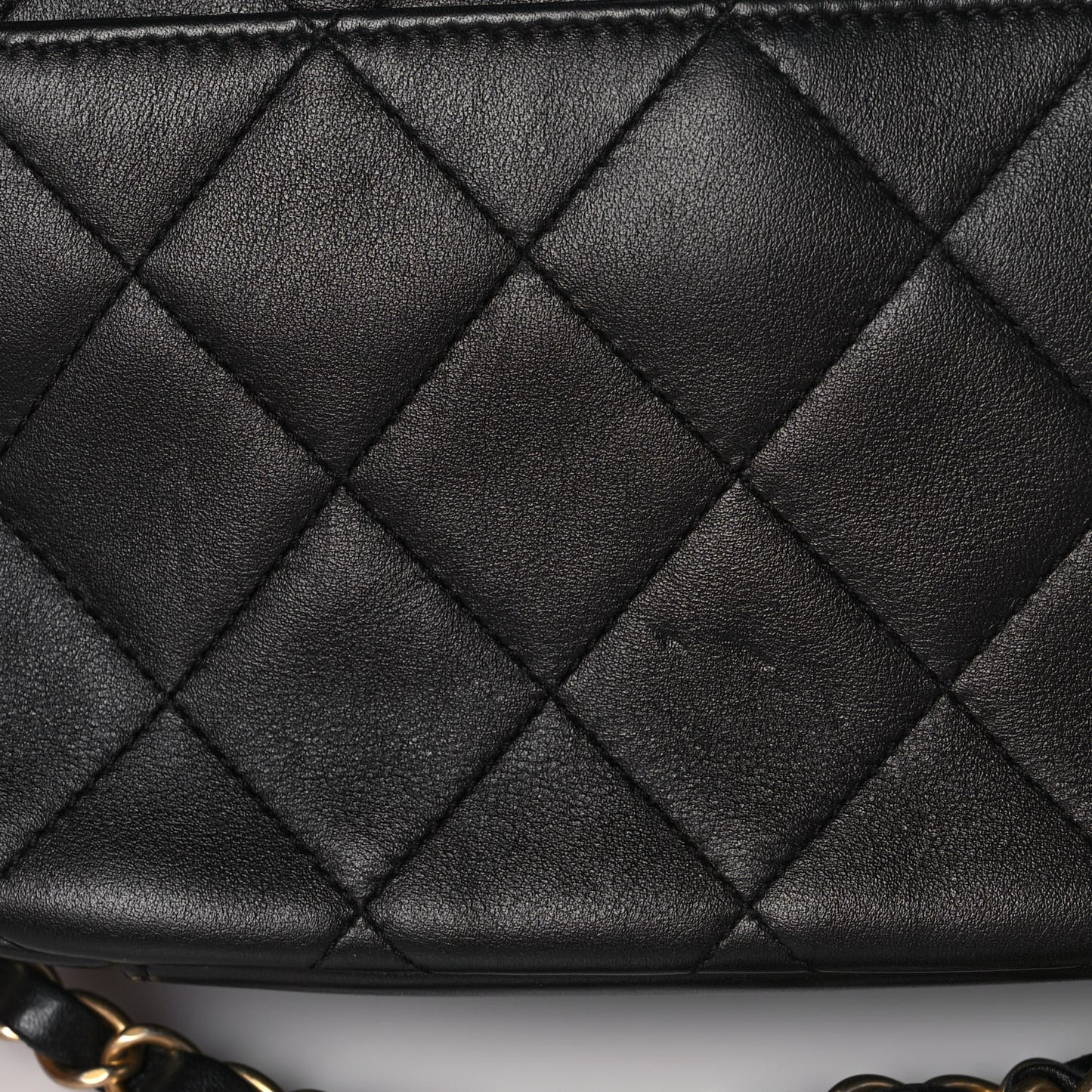 Calfskin Quilted Enchained Camera Case Bag Black